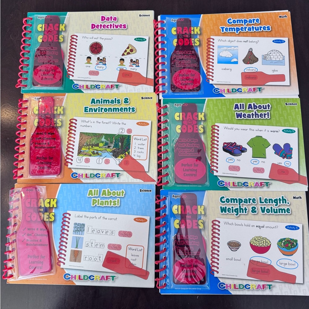 Crack the Codes Learning Book Set - Set of 6 Educational Dry Erase Books